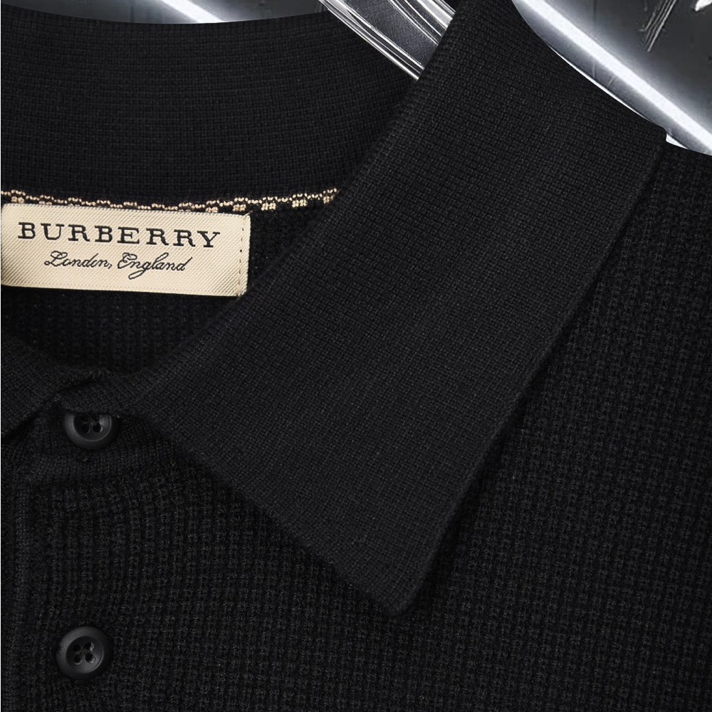 Burberry Black Polo with Red and Tan Stripes - Picture 6 of 7